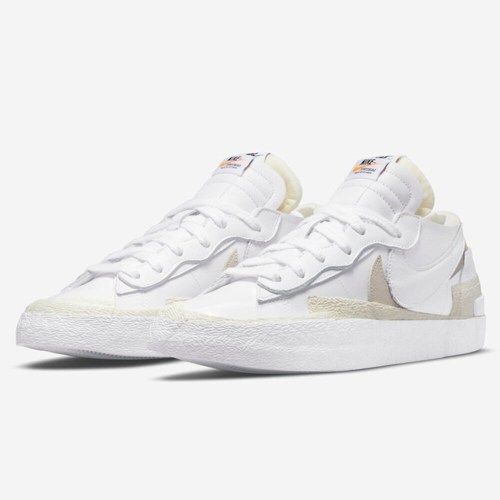 Nike Blazer Low Sacai White Patent Leather Sneakers Streetwear Suede Skater